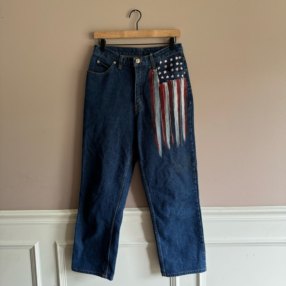 Vintage Michael G Jeans Womens 10 High Rise American Flag USA Patriotic VTG